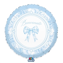 PALLONCINO MYLAR BENVENUTO FIOCCO VINTAGE CELESTE 45CM