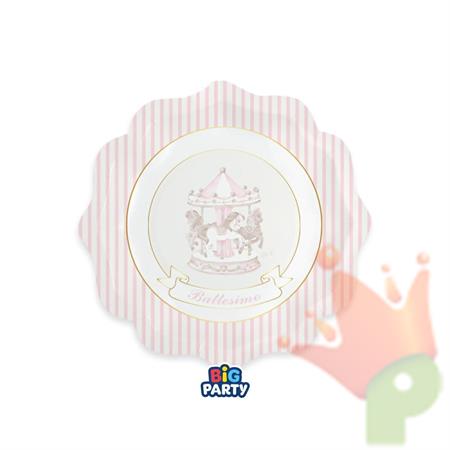 PIATTI BATTESIMO CARILLON ROSA 20CM 6PZ