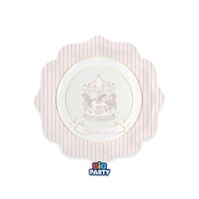 PIATTI BATTESIMO CARILLON ROSA 20CM 6PZ