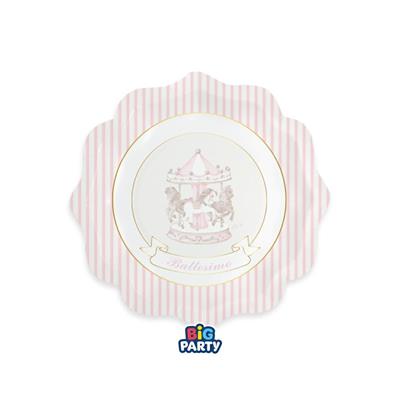 PIATTI BATTESIMO CARILLON ROSA 20CM 6PZ