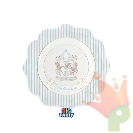 PIATTI BATTESIMO CARILLON CELESTE 20CM 6PZ