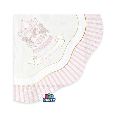 TOVAGLIOLI BATTESIMO CARILLON ROSA 33X33CM 16PZ