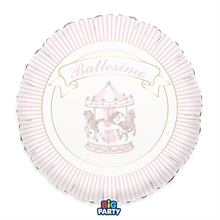PALLONCINO MYLAR BATTESIMO CARILLON ROSA 45CM