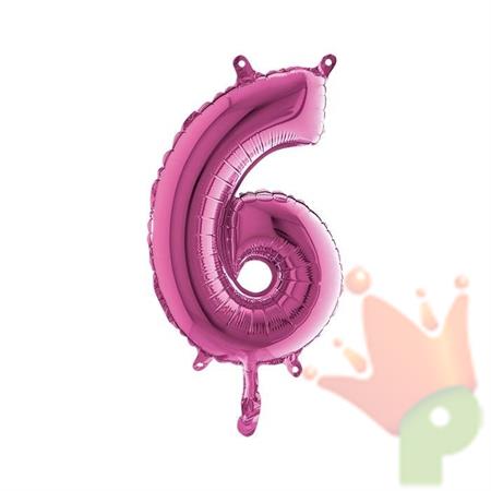PALLONCINO MYLAR NUMERO 6 FUCSIA 36CM