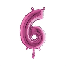 PALLONCINO MYLAR NUMERO 6 FUCSIA 36CM