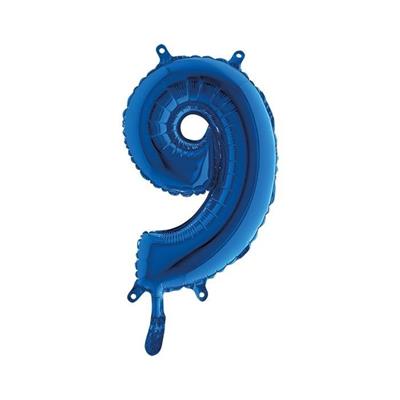 PALLONCINO MYLAR NUMERO 9 BLU 36CM