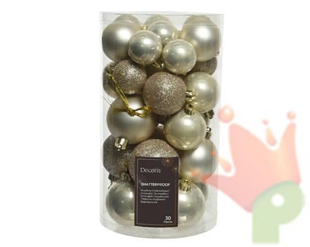 PALLINE PER ALBERO PERLA 30PZ MISURE ASSORTITE