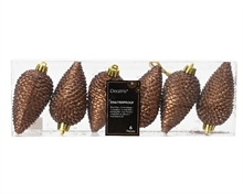 PENDENTI PIGNE MARRONE GLITTER 4,5X8 CM 6 PZ