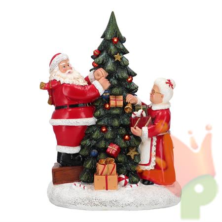 BABBO NATALE CON MAMMA NATALE IN POLIRESINA 23X18,5X30 CM