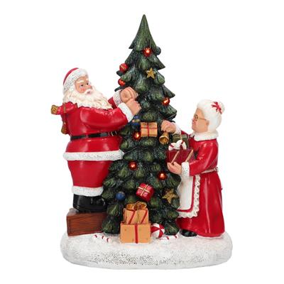 BABBO NATALE CON MAMMA NATALE IN POLIRESINA 23X18,5X30 CM