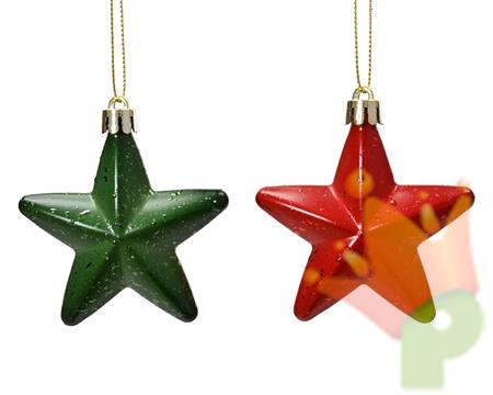 PENDENTE PER ALBERO DI NATALE STELLA VERDE/ROSSA 7,5 CM 1 PZ