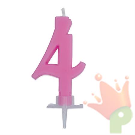 CANDELINA NUMERO 4 CERA ITALIC ROSA 7CM