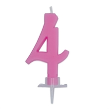 CANDELINA NUMERO 4 CERA ITALIC ROSA 7CM