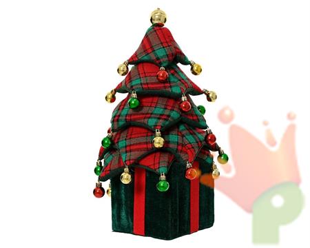 ALBERELLO CON DECORO SCOZZESE E BASE PACCO REGALO H.70X25 CM