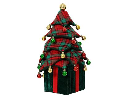 ALBERELLO CON DECORO SCOZZESE E BASE PACCO REGALO H.70X25 CM