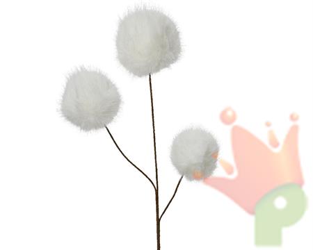 RAMO CON BULBI IN PELLICCIA SINTETICA BIANCA H.70 CM