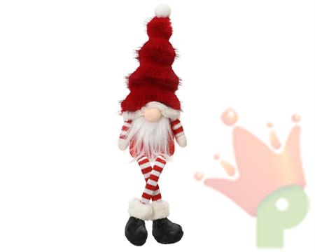 GNOMO NATALIZIO CON CAPPELLO ROSSO E GAMBE PENZOLANTI H.45X9X13C