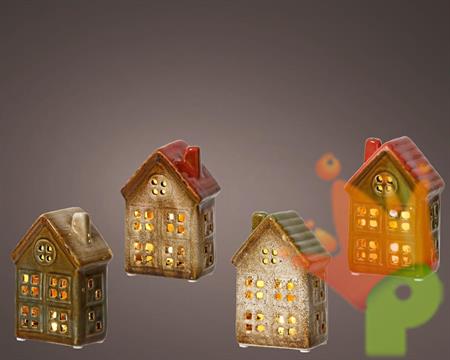 CASETTA LUMINOSA IN TERRACOTTA CON LED BIANCO CALDO H.11,5X4,5X7