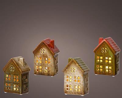 CASETTA LUMINOSA IN TERRACOTTA CON LED BIANCO CALDO H.11,5X4,5X7