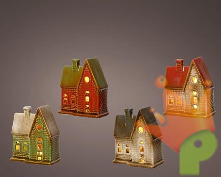 CASETTA LUMINOSA IN TERRACOTTA CON LED BIANCO CALDO 12X5,8X10CM