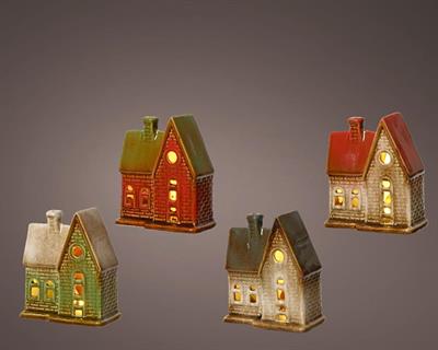 CASETTA LUMINOSA IN TERRACOTTA CON LED BIANCO CALDO 12X5,8X10CM