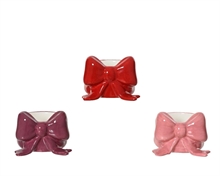PORTACANDELA IN CERAMICA FORMA FIOCCO 4,5X6,8X7,5CM 3ASS