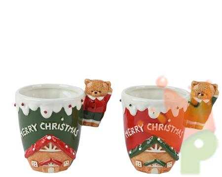 TAZZA MUG NATALIZIA MERRY CHRISTMAS CON ORSETTO H.12X8,5 CM