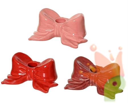 PORTACANDELA IN CERAMICA FORMA FIOCCO 5,6X13,1CM 3ASS
