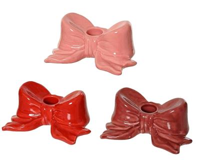 PORTACANDELA IN CERAMICA FORMA FIOCCO 5,6X13,1CM 3ASS