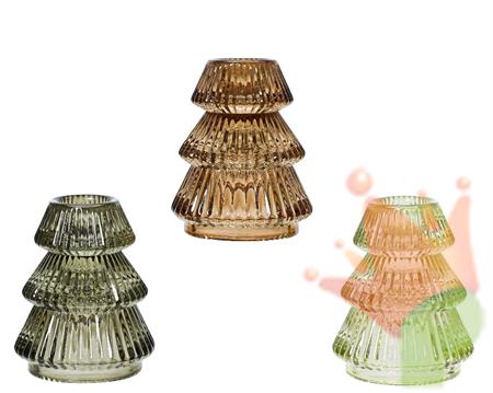 PORTACANDELA IN VETRO TRASPARENTE FORMA ALBERO H.8X6,5 CM 1 PZ A