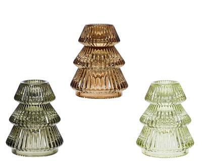 PORTACANDELA IN VETRO TRASPARENTE FORMA ALBERO H.8X6,5 CM 1 PZ A