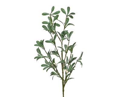 RAMO CON FOGLIE VERDI E BACCHE BIANCHE 60 CM