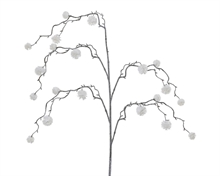 RAMO CON PALLINE DI COTONE BIANCHE H.113 CM