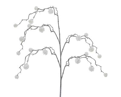 RAMO CON PALLINE DI COTONE BIANCHE H.113 CM