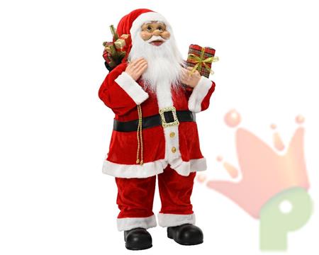 BABBO NATALE CON REGALO VESTITO ROSSO CLASSICO H.80X28X35 CM