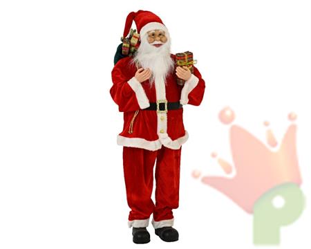 BABBO NATALE CON REGALO VESTITO ROSSO CLASSICO H.110X42X28 CM