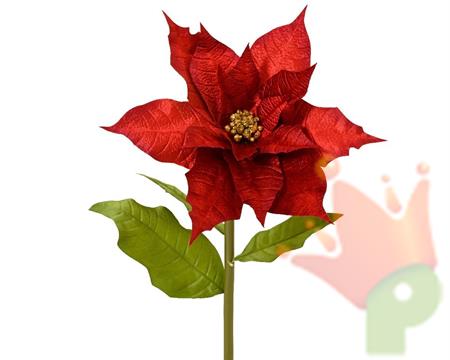 STELLA DI NATALE SU STELO ROSSO IN VELLUTO 120CM