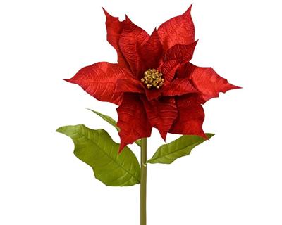 STELLA DI NATALE SU STELO ROSSO IN VELLUTO 120CM