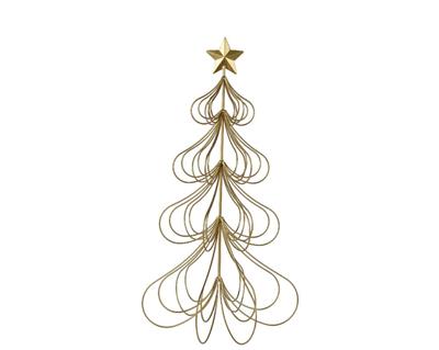 ALBERO DI NATALE IN METALLO CON STELLA ORO 58X27,5X32CM