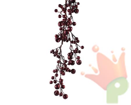 GHIRLANDA DI BACCHE BORDEAUX GLITTER 130 CM