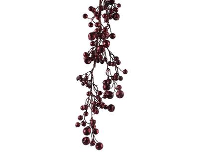 GHIRLANDA DI BACCHE BORDEAUX GLITTER 130 CM