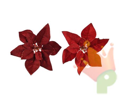 STELLA DI NATALE CON CLIP IN VELLUTTO ROSSO / BORDEAUX 28X5 CM A