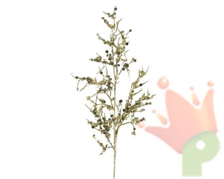 RAMO CON FIORI E BACCHE ORO H.69 CM