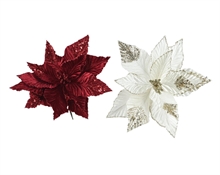 STELLA DI NATALE IN VELLUTO ROSSA / BIANCA CON PAILLETTES 30X15C