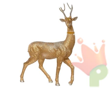 RENNA IN POLIRESINA GLITTER ORO H.45,5X35X13 CM