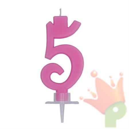 CANDELINA NUMERO 5 CERA ITALIC ROSA 7CM