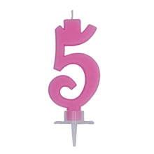 CANDELINA NUMERO 5 CERA ITALIC ROSA 7CM
