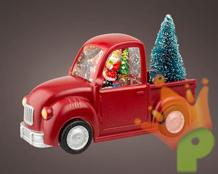 AUTO NATALIZIA CON BABBO NATALE LUMINOSA 4 LED BIANCO CALDO