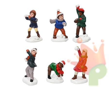 BAMBINI IN POLIRESINA PER VILLAGGIO DI NATALE 6 PZ H.5,5 CM