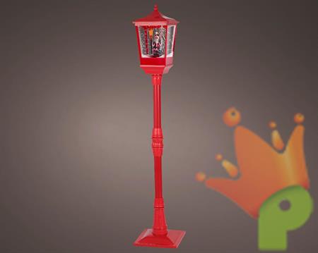 LANTERNA ROSSA LUMINOSA CON  BABBO NATALE  E NEVE IN MOVIMENTO H